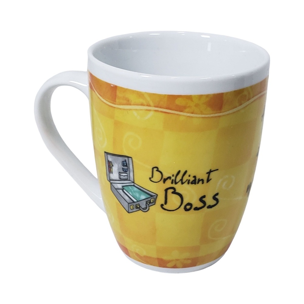 History & Heraldry Brilliant Boss Fine Porcelain Coffee Mug Yellow Office Humor